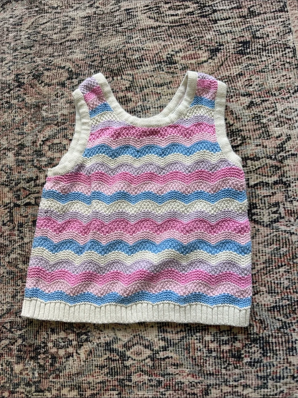 GAP Pink Blue Cream Striped Knit Tank Top